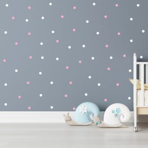 Adesivo Infantil Bolinhas Rosa e Branco-144un