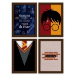 Quadros Bruxinho Mágico Harry Moldura Marrom 22x32cm 4un