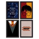 Quadros Bruxinho Mágico Harry Moldura Preta 22x32cm 4un
