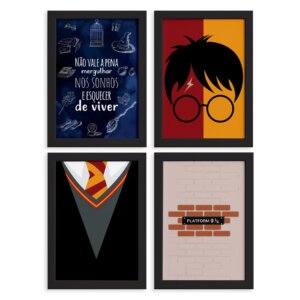 Quadros Bruxinho Mágico Harry Moldura Preta