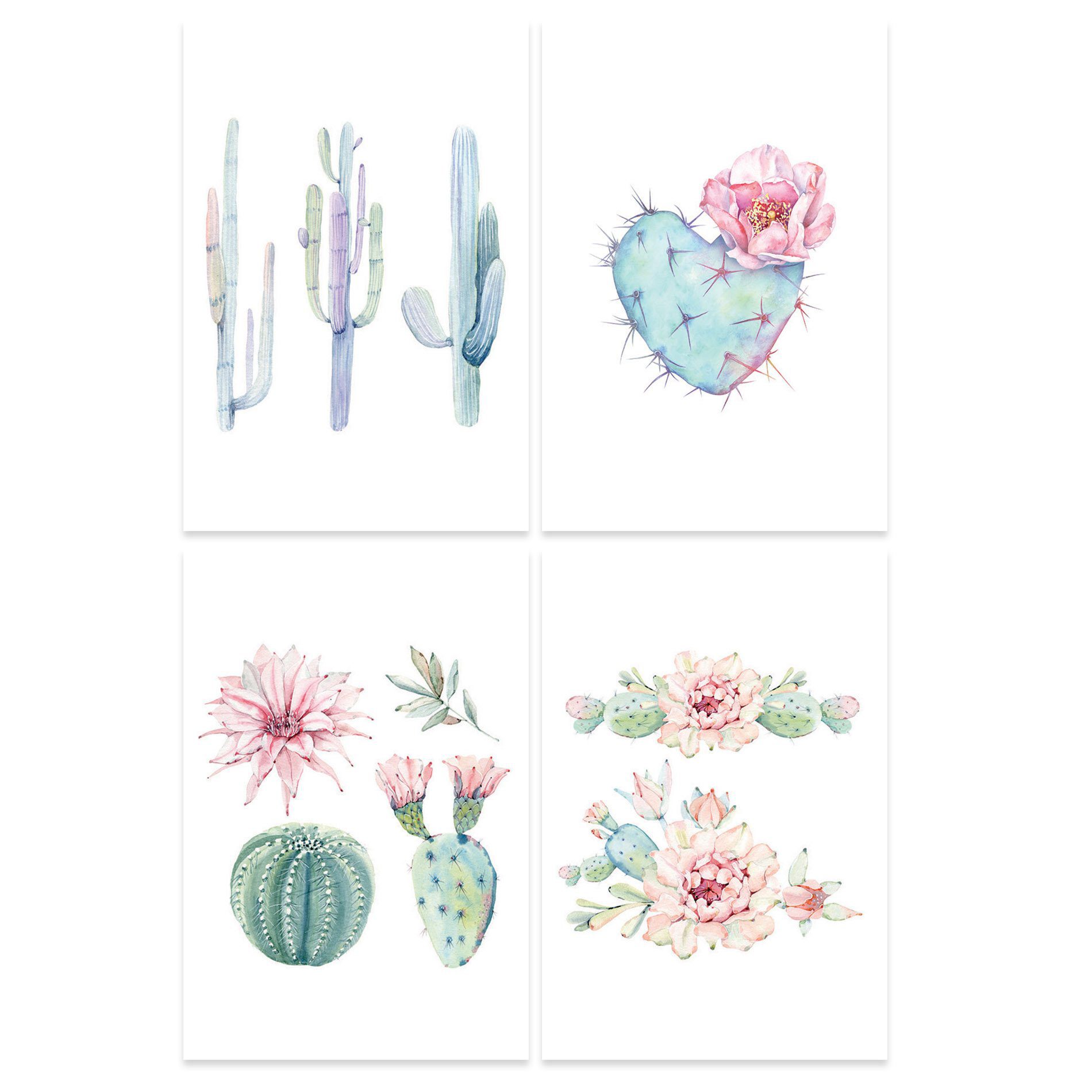 Placas Decorativas MDF Cactos Kit 4un