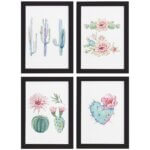 Kit de Quadros Cactos com Moldura Preta 4un 33x43cm