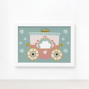 Quadro Carruagem da Princesa Moldura Branca 22x32cm,Quadro Carruagem da Princesa Moldura Branca 22x32cm