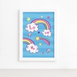 Quadro Love Arco Íris Céu Encantado Moldura Branca 33x43cm