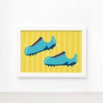 Quadro Futebol Kids Chuteira Moldura Branca 22x32cm