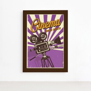 Quadro Vintage Cinema Moldura Marrom 22x32cm,Quadro Vintage Cinema Moldura Marrom 22x32cm