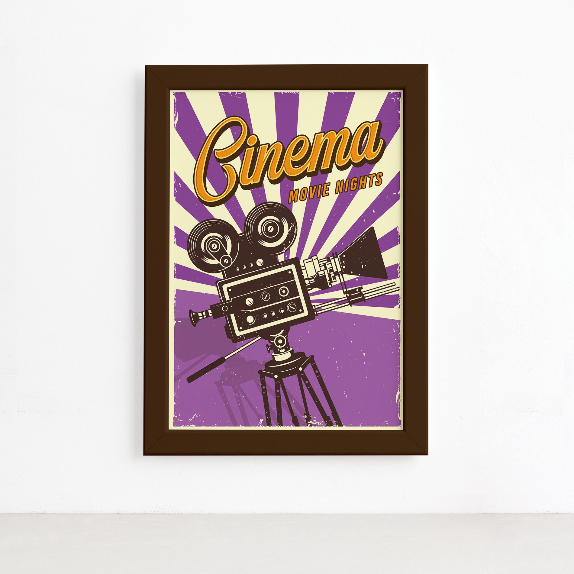 Quadro Vintage Cinema Moldura Marrom 22x32cm,Quadro Vintage Cinema Moldura Marrom 22x32cm