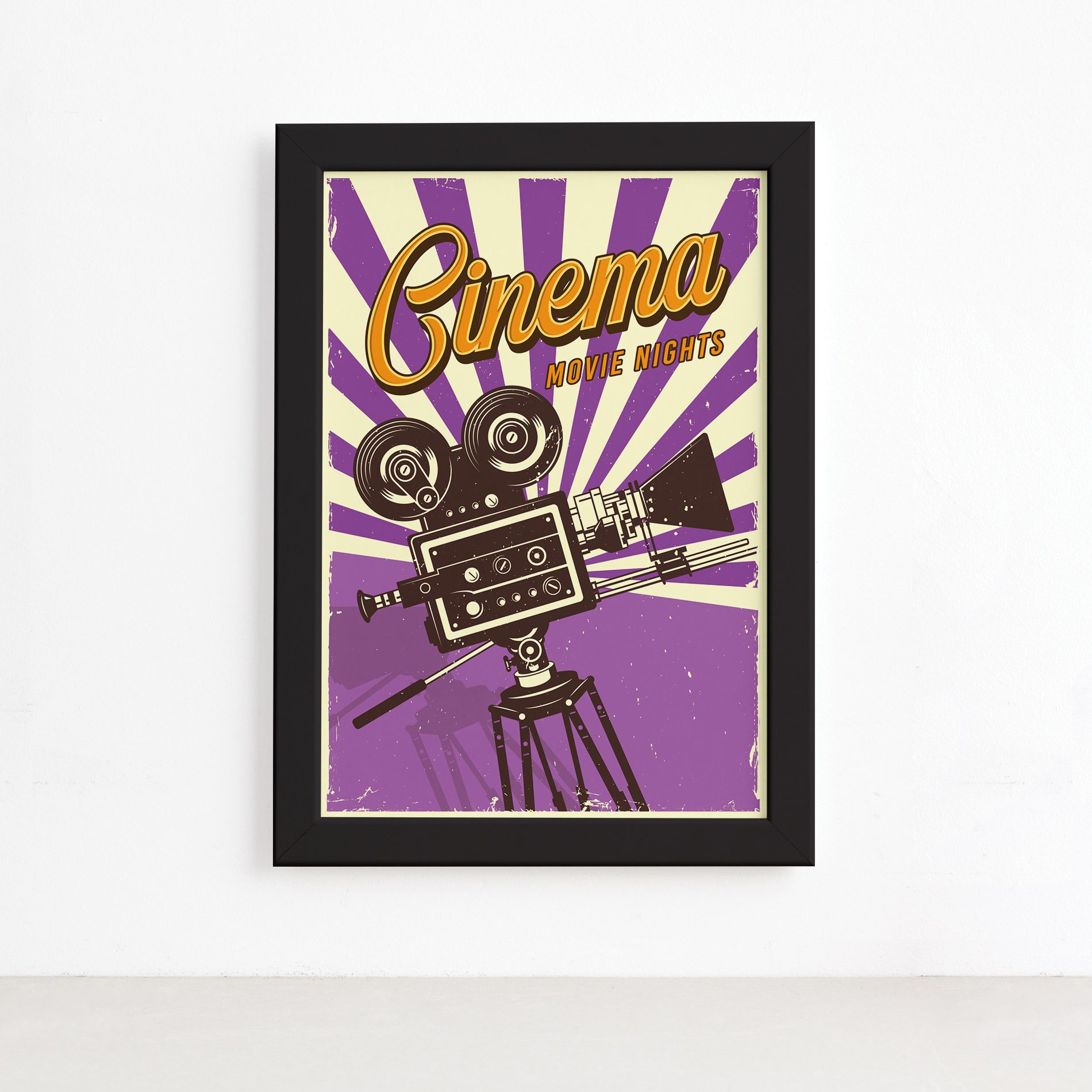 Quadro Vintage Cinema Moldura Preta 22x32cm,Quadro Vintage Cinema Moldura Preta 22x32cm