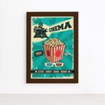 Quadro Vintage Cinema Tickets Moldura Marrom 22x32cm