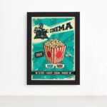 Quadro Vintage Cinema Tickets Moldura Preta 22x32cm