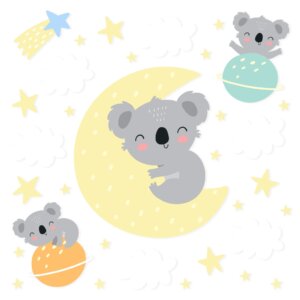 Adesivo de Parede Infantil Coala na Lua e Estrelas