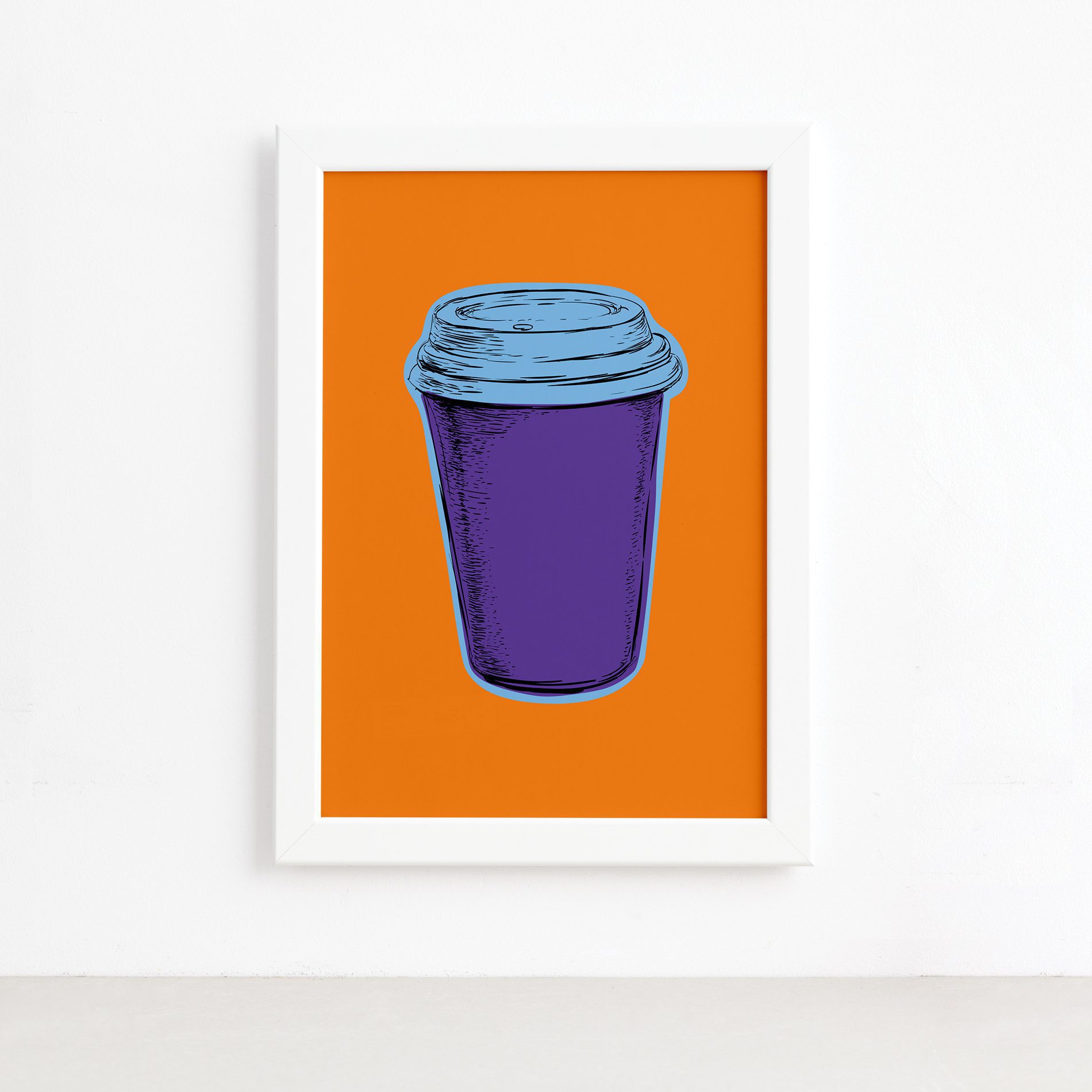 Quadro Cozinha Copo de Café Moldura Branca 22x32cm,Quadro Cozinha Copo de Café Moldura Branca 22x32cm