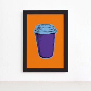 Quadro Cozinha Copo de Café Moldura Preta 22x32cm,Quadro Cozinha Copo de Café Moldura Preta 22x32cm