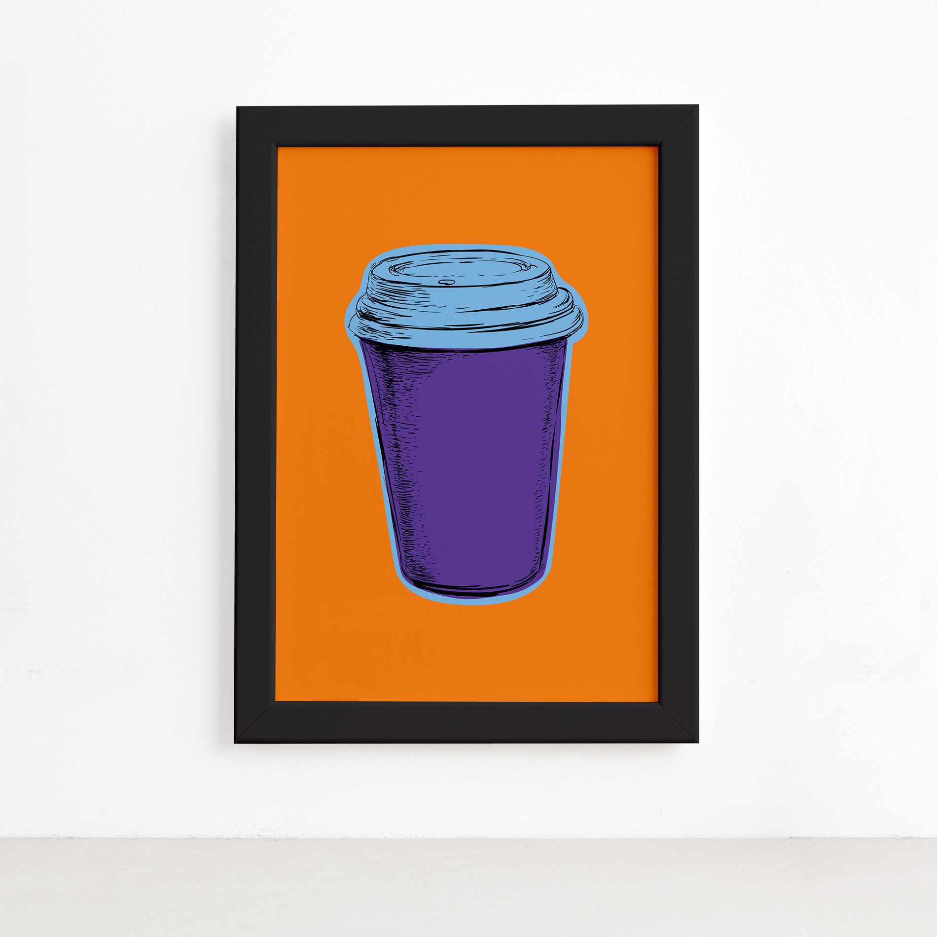 Quadro Cozinha Copo de Café Moldura Preta 22x32cm,Quadro Cozinha Copo de Café Moldura Preta 22x32cm