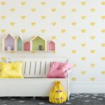 Adesivo de Parede Corações Aquarela Amarelo 55 un Cobre 5m²