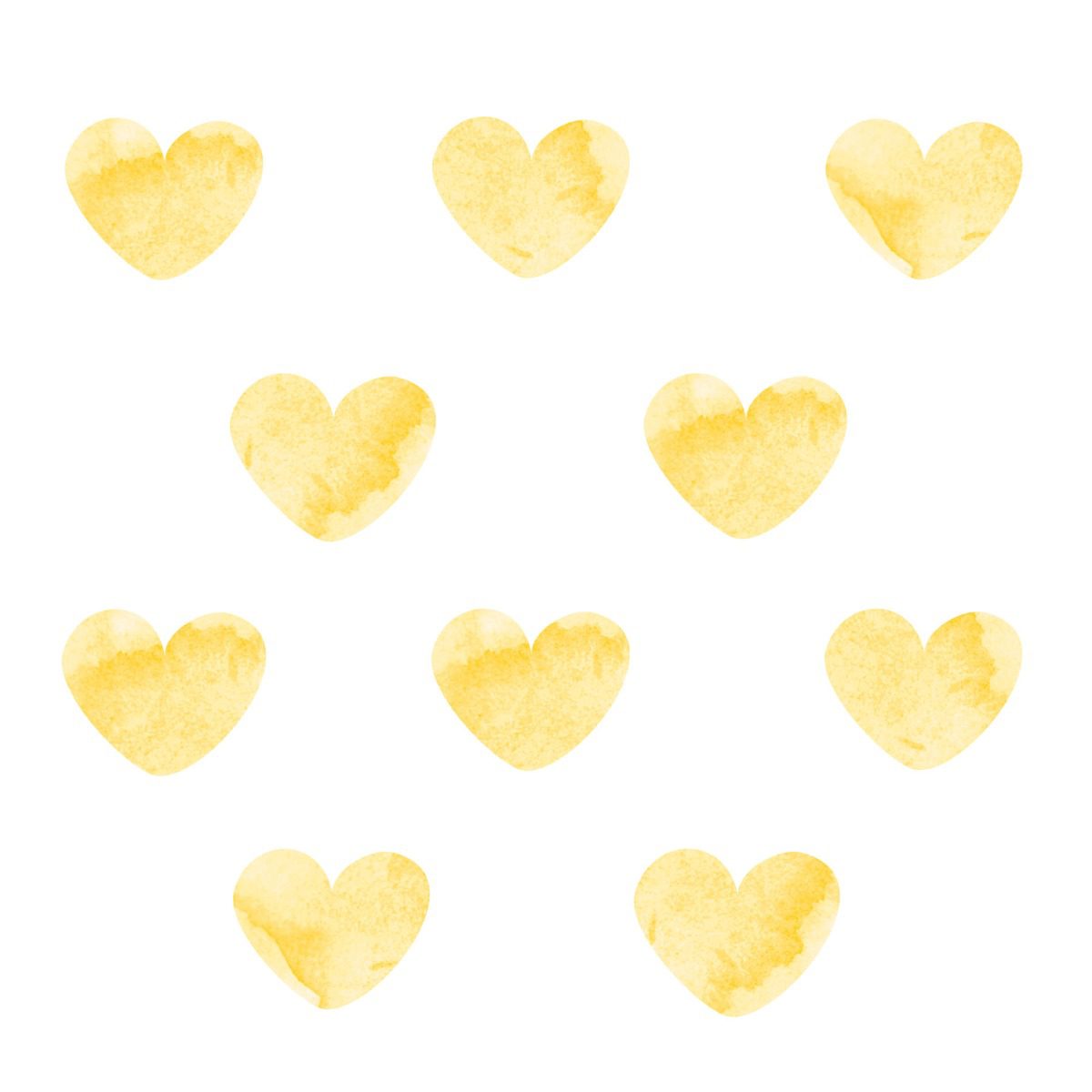 Adesivo de Parede Corações Aquarela Amarelo 55 un Cobre 5m²