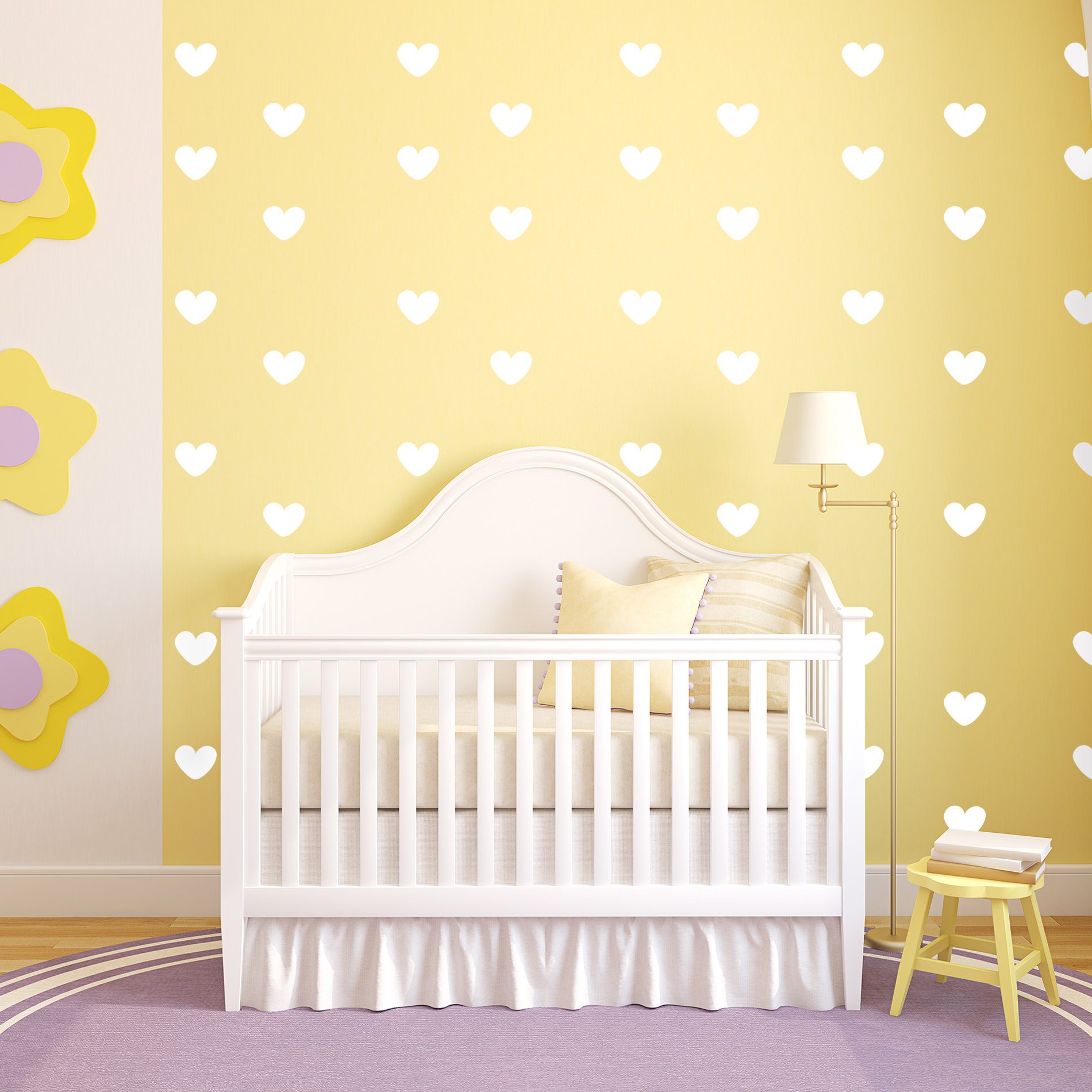 Imagem de adesivo de parede branco aplicado em quarto infantil