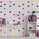 Adesivo de Parede Corações Cores Vivas 55un Cobre 5m²