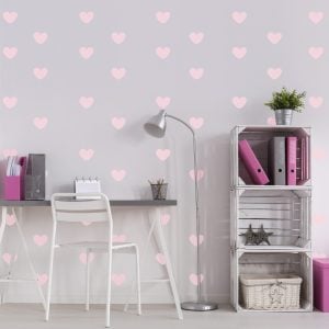 Adesivo de Corações Rosa Bebê Clarinho 55un Cobre 5m²