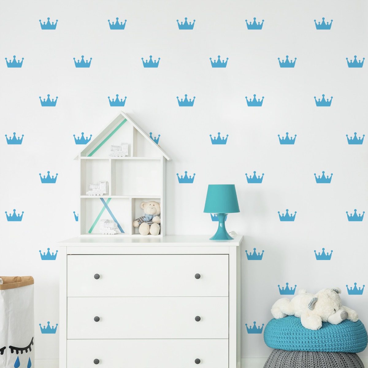 Adesivo de Parede Infantil Coroa Azul Fosco 50un cobre 2m²