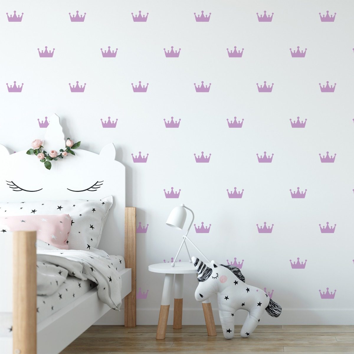 Adesivo de Parede Infantil Coroa Lilás 50un cobre 2m²