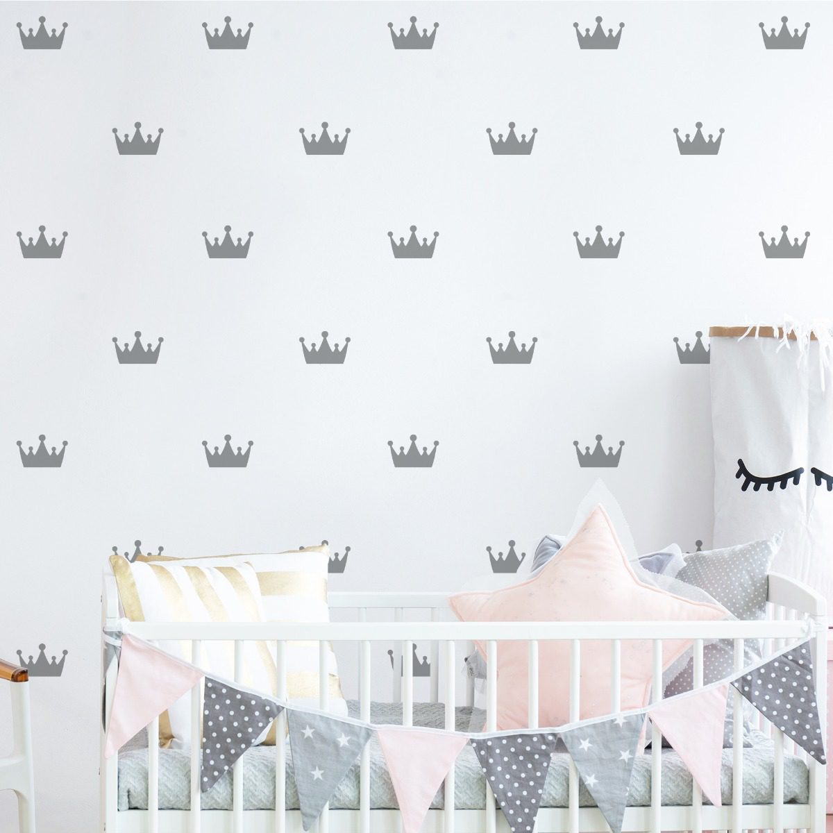 Adesivo de Parede Infantil Coroa Prata 50un cobre 2m²