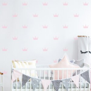 Adesivo de Parede Coroa Rosa Bebê 50un cobre 2m²