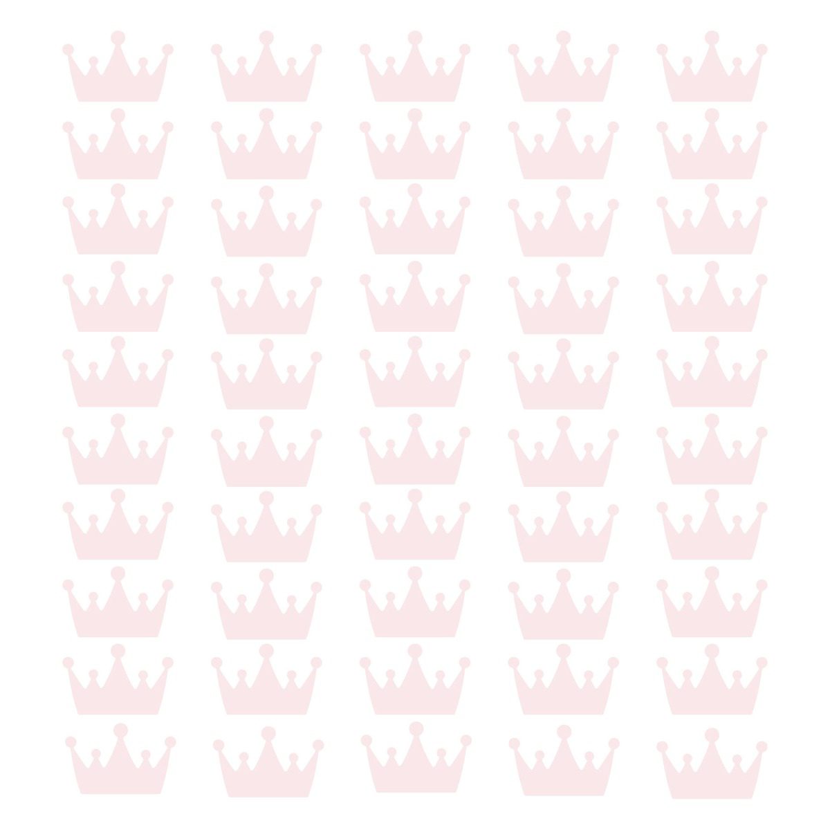 Adesivo de Parede Coroa Rosa Bebê 50un cobre 2m²