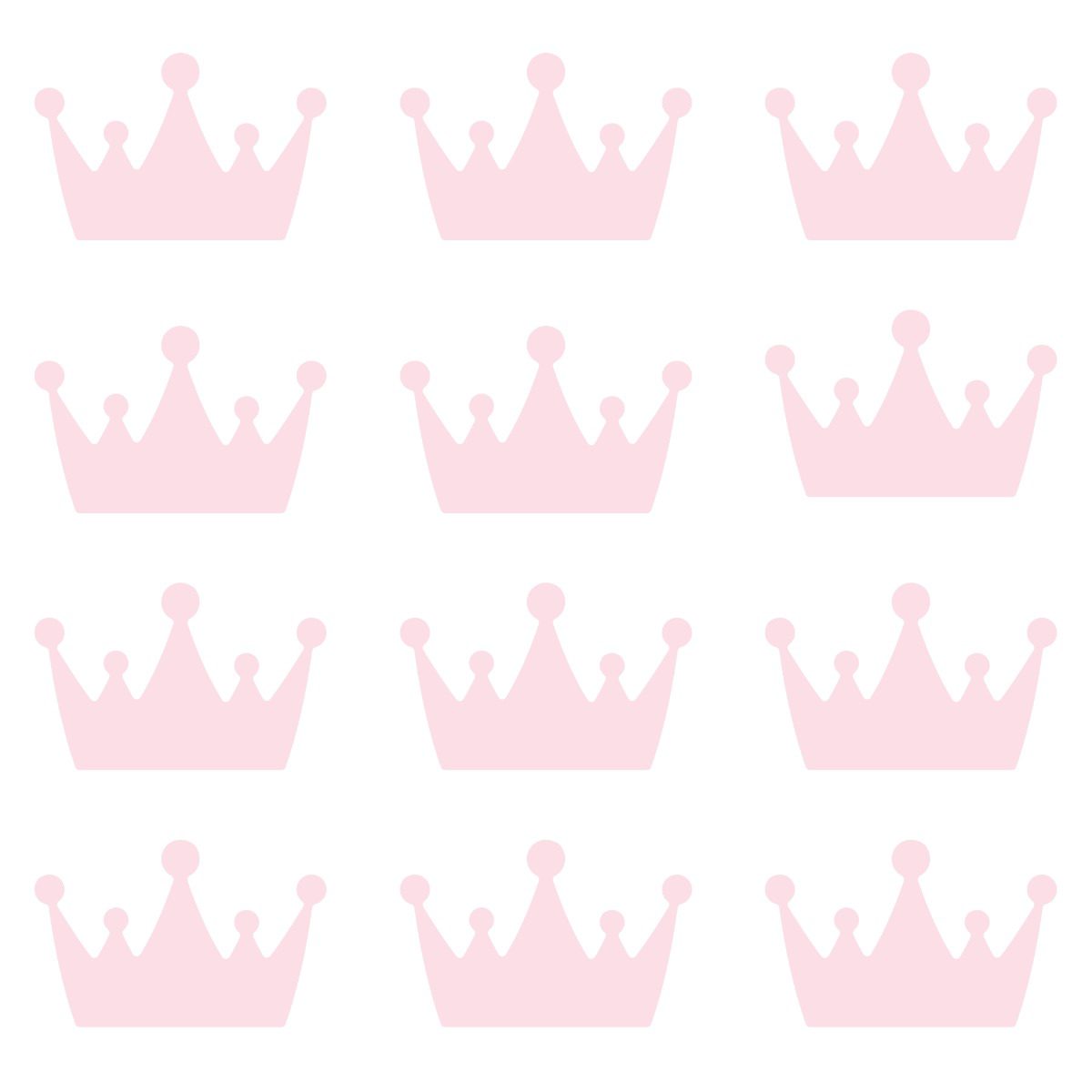 Adesivo de Parede Coroa Rosa Bebê 50un cobre 2m²