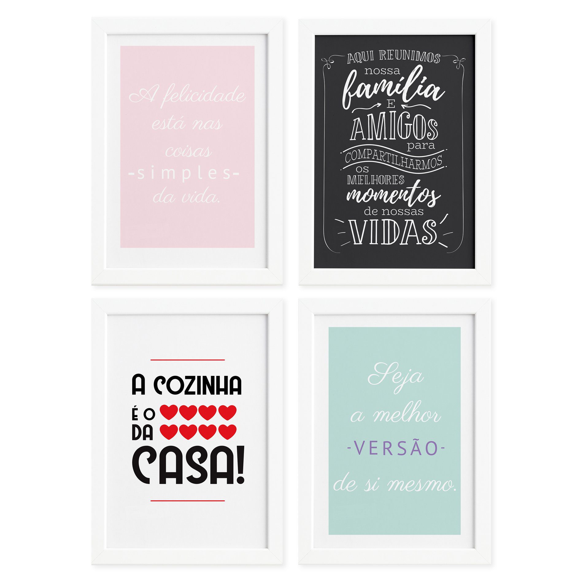 Quadros Cozinha Variada Moldura Branca 33x43cm 4un 