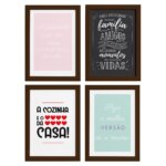 Quadros Cozinha Variada Moldura Marrom 33x43cm 4un