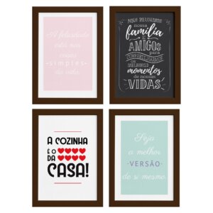 Quadros Cozinha Variada Moldura Marrom 33x43cm 4un