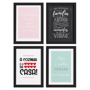 Quadros Cozinha Variada Moldura Preta 22x32cm 4un