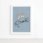 Quadro Quarto Bebê Pequeno Principe Coroa Moldura Branca