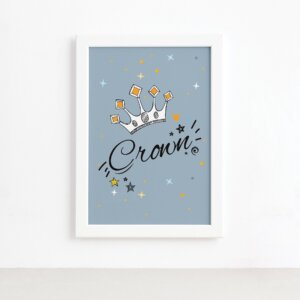 Quadro Quarto Bebê Pequeno Principe Coroa Moldura Branca