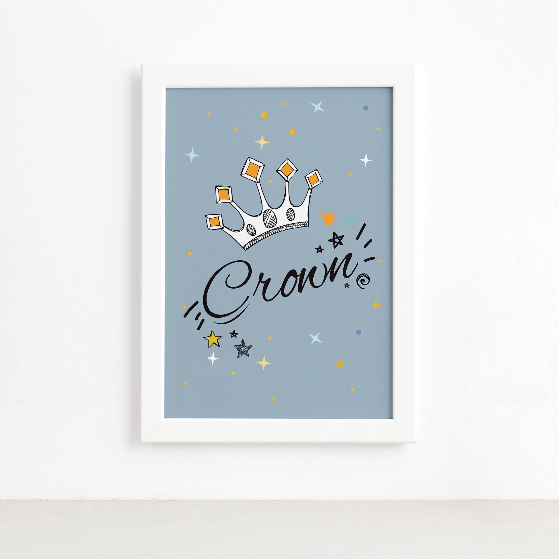 Quadro Quarto Bebê Pequeno Principe Coroa Moldura Branca