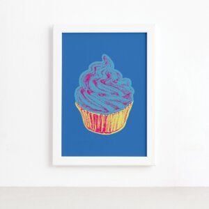 Quadro Cupcake Cozinha Moldura Branca 22x32cm,Quadro Cupcake Cozinha Moldura Branca 22x32cm