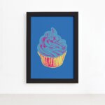 Quadro Cupcake Cozinha Moldura Preta 22x32cm