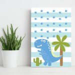 Placa Decorativa MDF Infantil Dinossauro Baby Azul