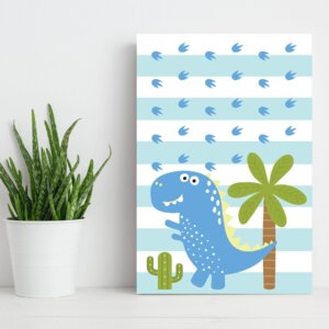 Placa Decorativa MDF Infantil Dinossauro Baby Azul