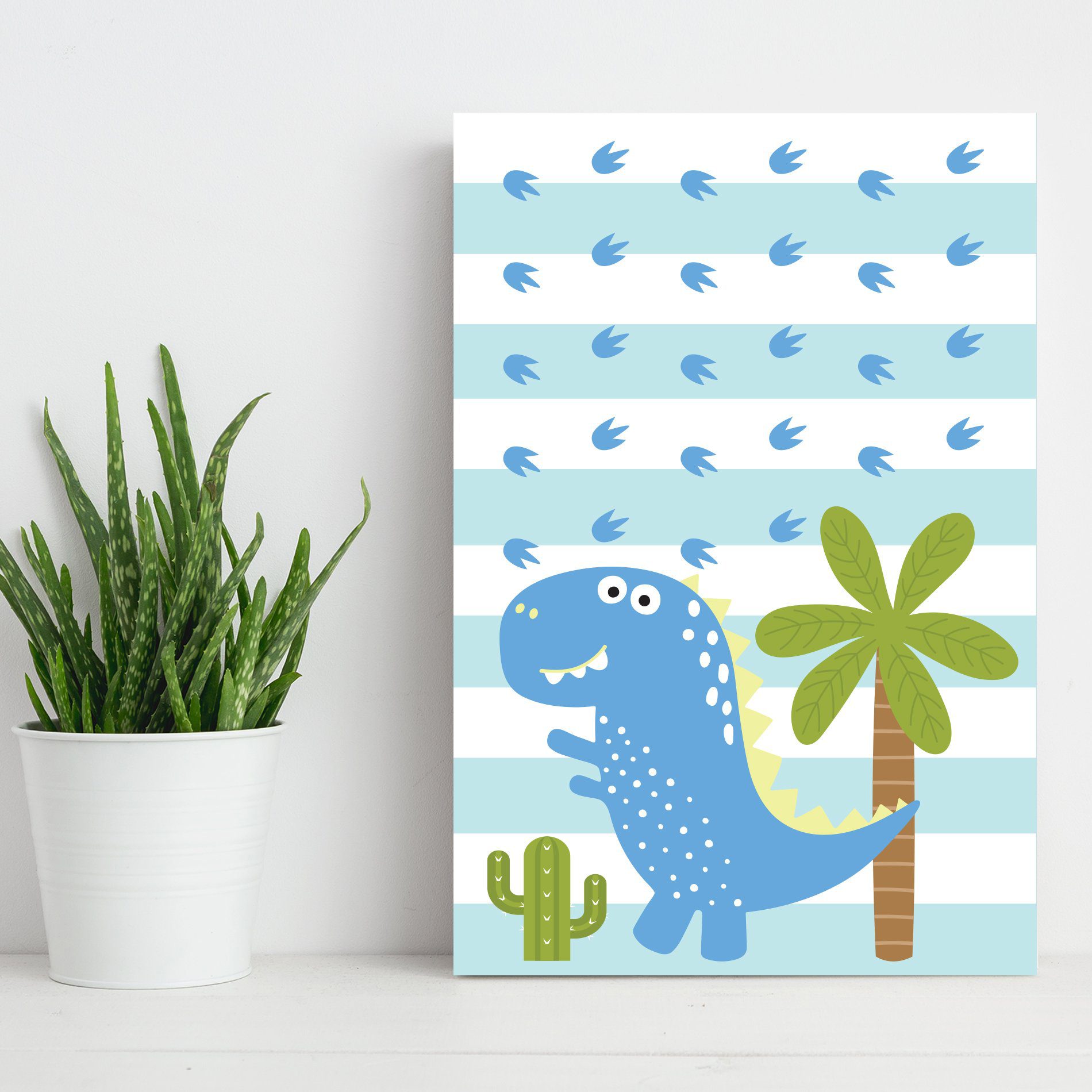 Placa Decorativa MDF Infantil Dinossauro Baby Azul