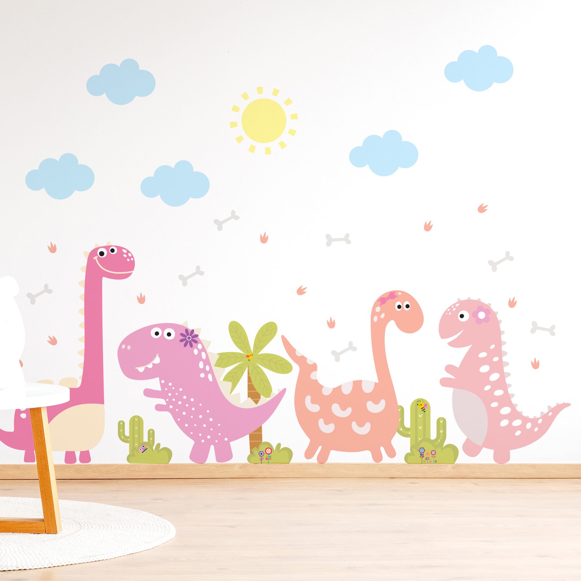 Adesivo de Parede Dinossauro Baby Menina