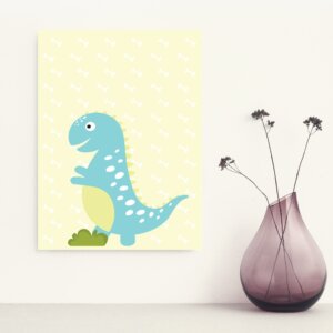Placa Decorativa MDF Infantil Dinossauro Baby Turquesa