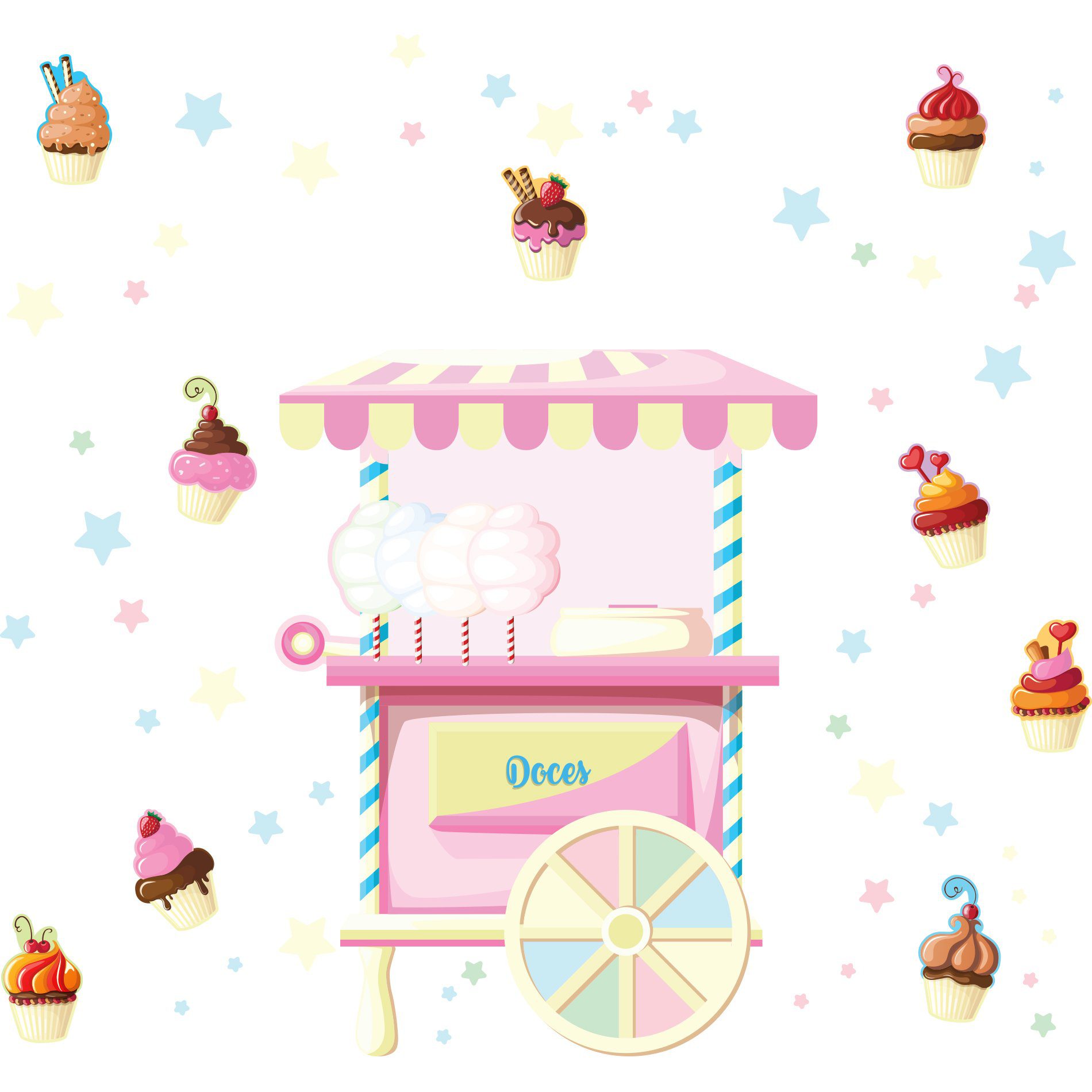 Adesivo de Parede Infantil Doces Candy Colors