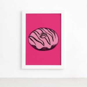 Quadro Cozinha Donut Moldura Branca 22x32cm,Quadro Cozinha Donut Moldura Branca 22x32cm