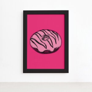 Quadro Cozinha Donut Moldura Preta 22x32cm,Quadro Cozinha Donut Moldura Preta 22x32cm