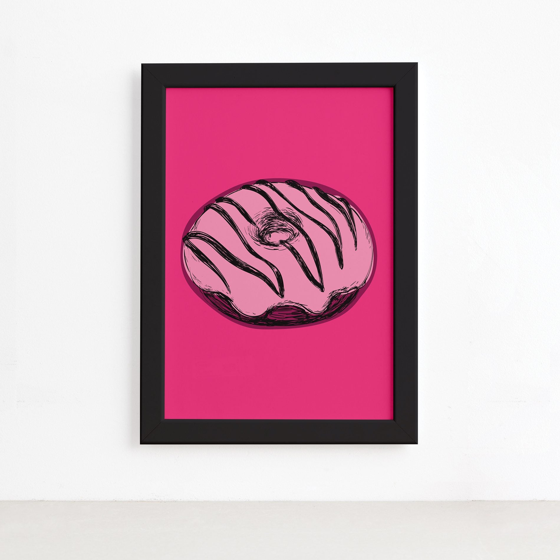 Quadro Cozinha Donut Moldura Preta 22x32cm,Quadro Cozinha Donut Moldura Preta 22x32cm