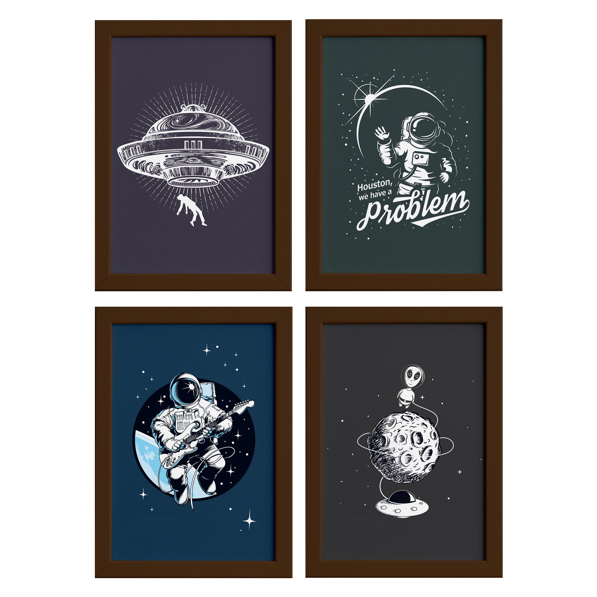 Quadros Espaço Sideral Moldura Marrom