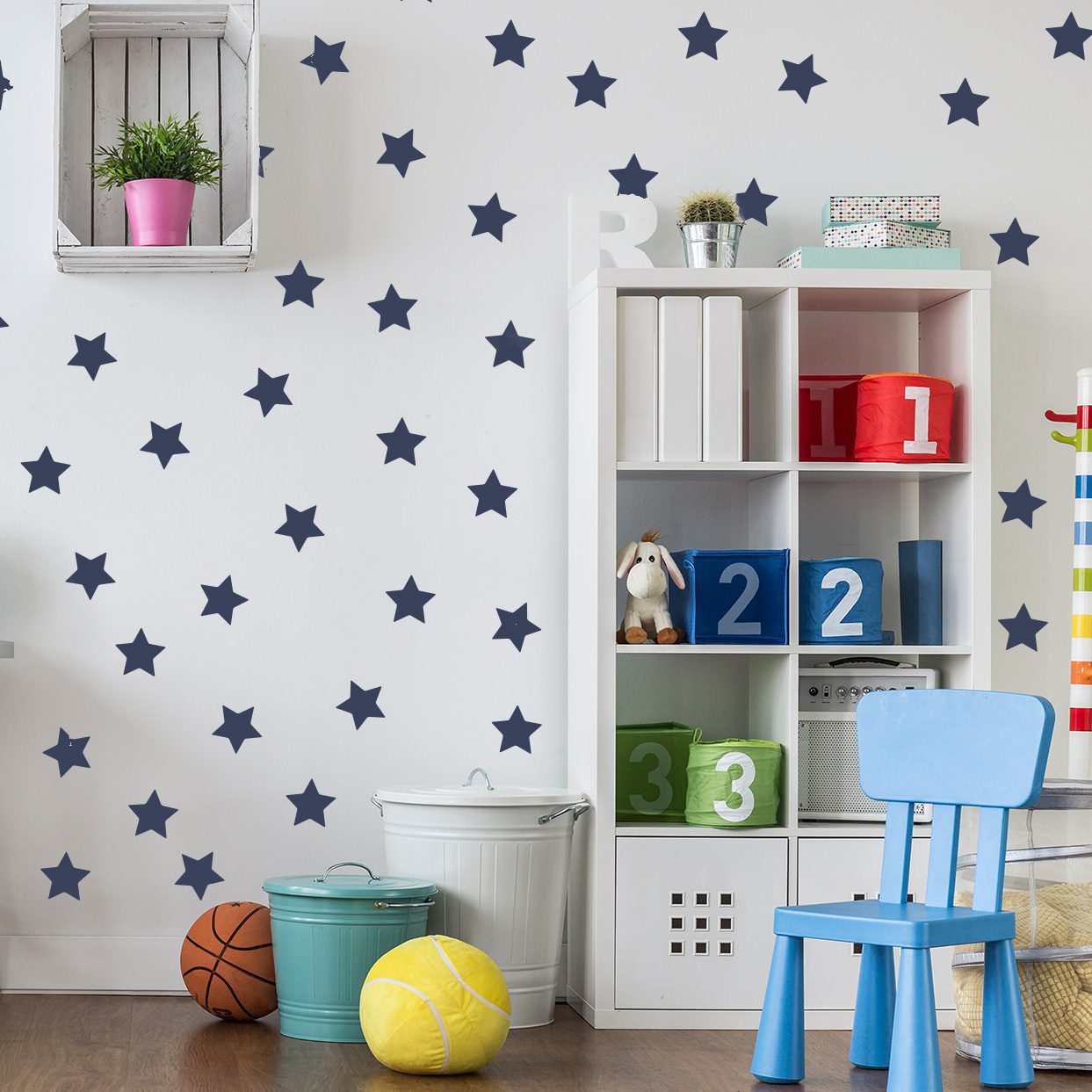 Adesivo de Parede Infantil Estrelas Azul Marinho 54un