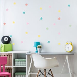 Adesivo de Parede Estrelas Coloridas tons Pastéis 54un
